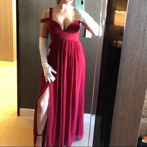 Lulu’s Ocean of Elegance Wine Red Maxi Dress - Medium